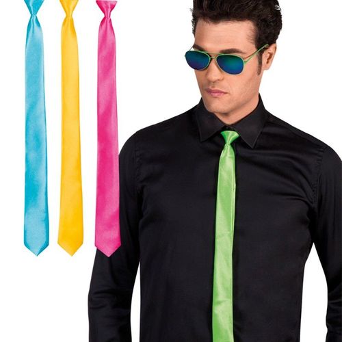 1 Cravate Fluo Brillante 50 Cm Adulte