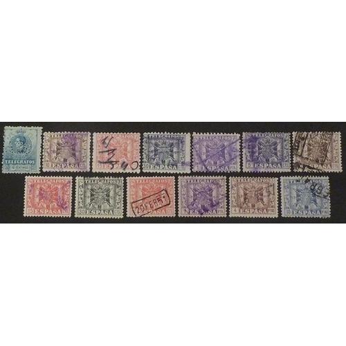 Espagne Timbre Télégraphe Lot De 13 Timbres De 1912-51