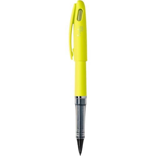 Pentel Feutre Plume Tradio, Corps Fluo Jaune, Encre Noire