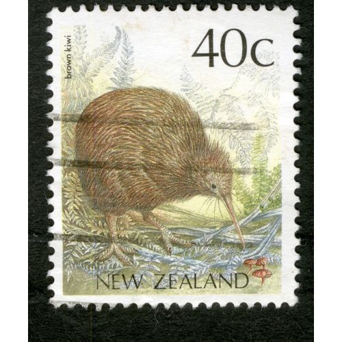 Timbre Oblitéré New Zealand, Brown Kiwi, 40 C