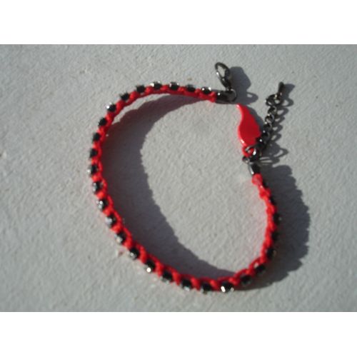 Bracelet Ajustable En Fils Rouge, Strass Dessus