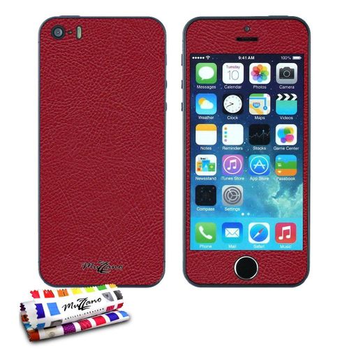 Sticker Autocollant Iphone 5 5s Se Design Cuir 3d Rouge Full Body