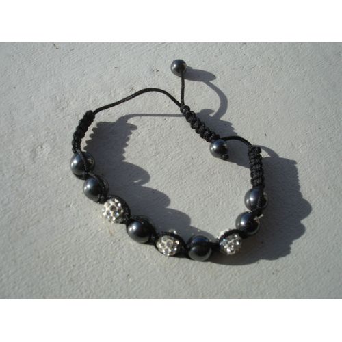 Bracelet Style Shamballa Argenté Et Gris