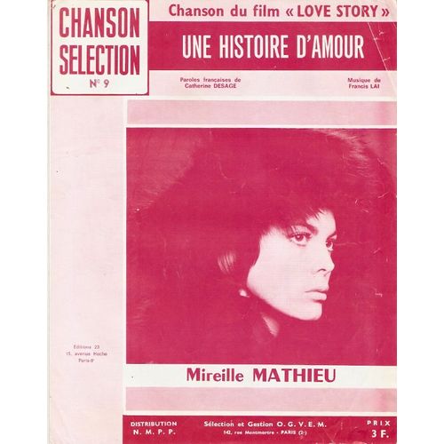 Partition Feuillet Mireille Mathieu Une Histoire D'amour ( Rouge )