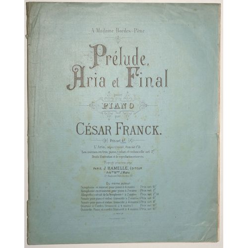 Prélude, Aria Et Final Pour Piano