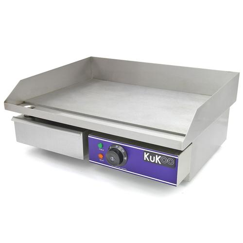 KuKoo Plancha plaque de cuisson grill électrique professionnelle en acier inoxydable de 50 cm
