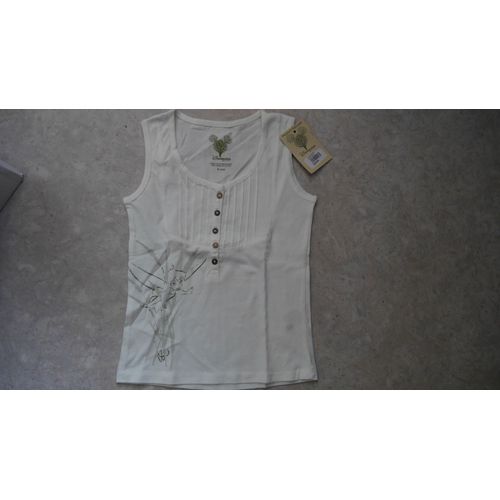 Débardeur Disney Fée Clochette Coton Biologique 8 Ans Blanc Neuf