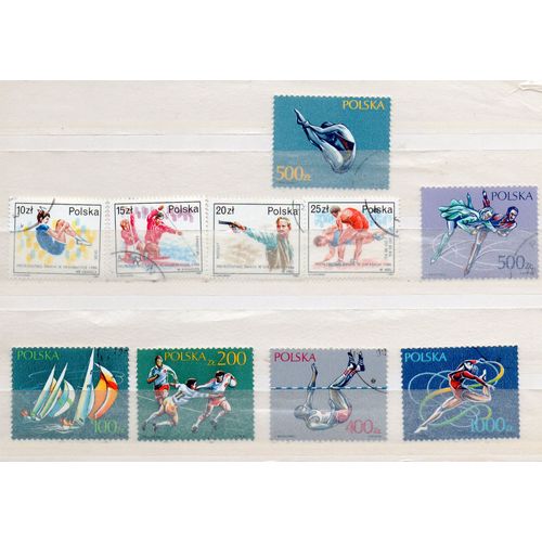 Pologne- Lot 10 Timbres Oblitérés- Sports