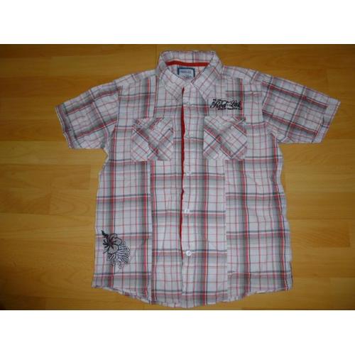 Chemise Rivaldi À Carreaux Rouge, Blanc, Gris -Taille14 Ans