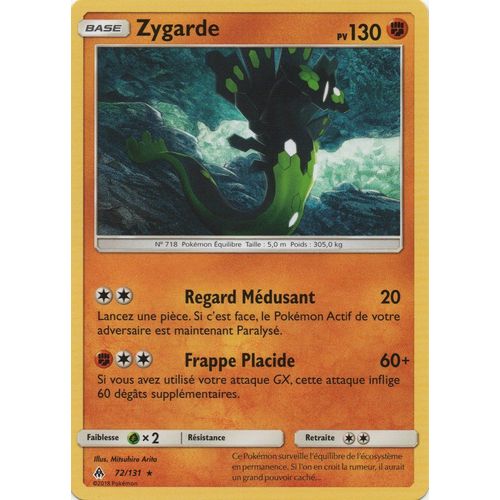 Carte Francaise Zygarde 72/131 Lumière Interdite Pokemon