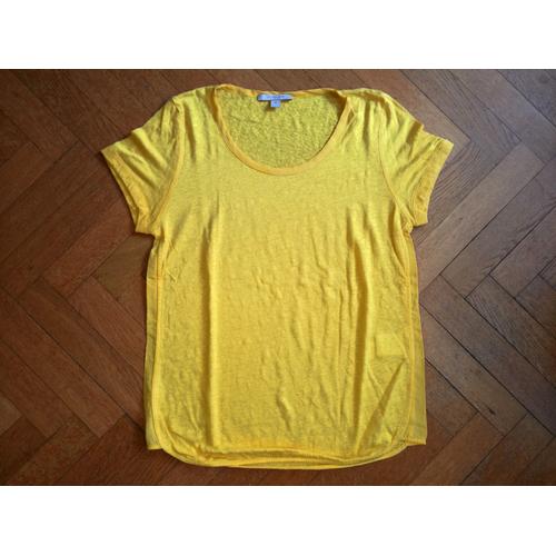 T-Shirt Manches Courtes Bouton D'Or Cyrillus En Lin Avec Côtés Transparents Taille S