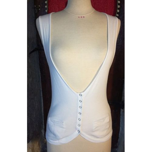 Gilet Naf-Naf Sans Manches Blanc Long Taille M