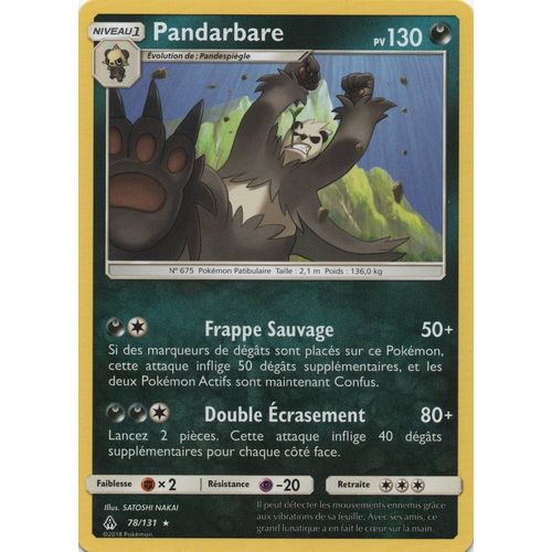 Carte Francaise Pandarbare 78/131 Lumière Interdite Pokemon