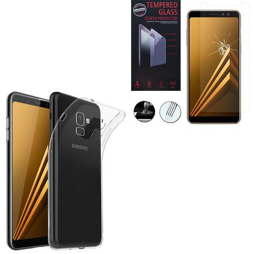 Coque Silicone Pour Samsung Galaxy A8 (2018) A530f 5.6" Gel Ultraslim Et Ajustement Parfait - Transparent+ 1 Film Verre Trempé