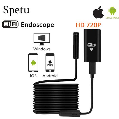 Spetu WIFI Endoscope Caméra Mini étanche Dur Cable Pipe Inspection Caméra 8mm 720 P USB Endoscope Endoscope IOS Endoscope