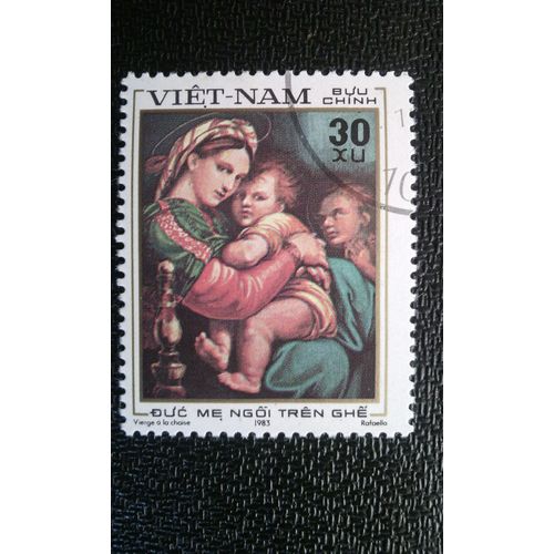 Timbre Vietnam Yt 420 500e Anniversaire De Naissance De Raphaël (1483-1520), Peintre Vierge Mère Assise Sur Une Chaise 1983