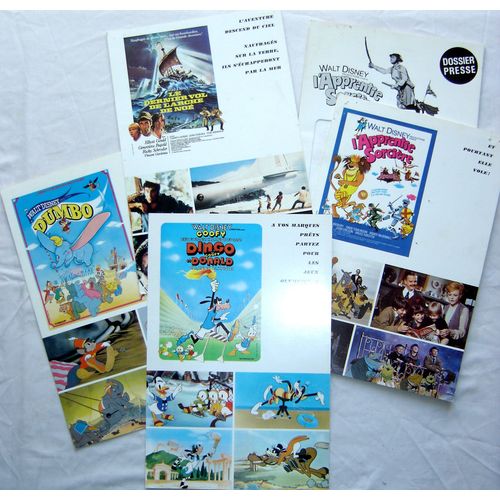 Walt Disney / Lot De 5 Documents : Dingo Et Donald, Le Dernier Vol De L'arche De Noé, Dumbo, L'apprentie Sorcière