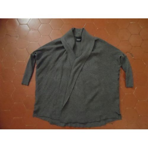 Veste Maille Côtelée Gris Chiné Zara Knit