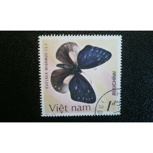 Timbre Vietnam Yt 740 Papillon Crow Tacheté (Euploea Midamus) 1987