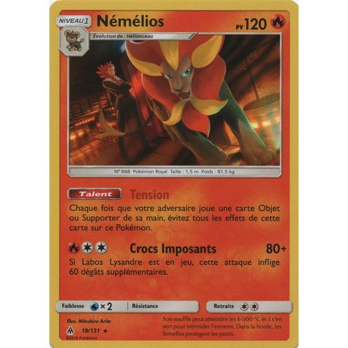 Carte Francaise Némélios Holo 19/131 Lumière Interdite Pokemon