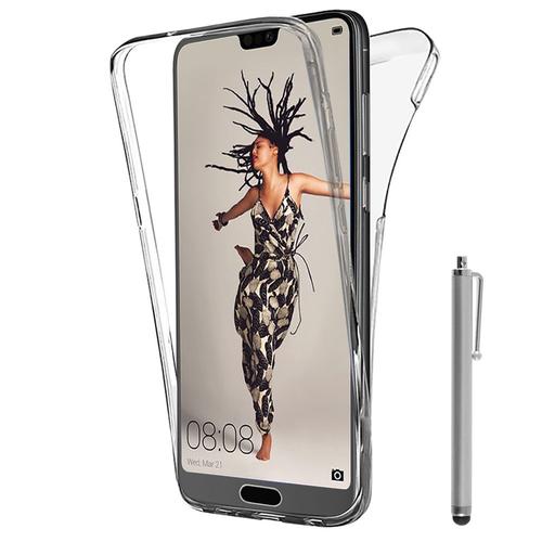 Coque Avant Et Arrière Silicone Pour Huawei P20 5.8" 360° Protection Intégrale - Transparent + Stylet