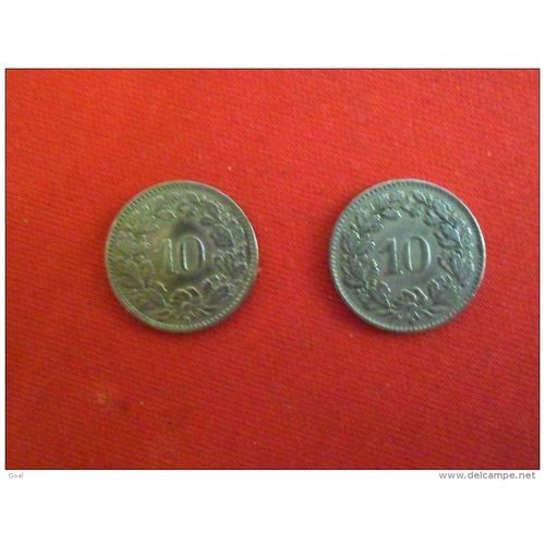 Lot De Deux Monnaies De 10 Rappen Du Luxembourg De 1925 Et 1929 En Ttb.