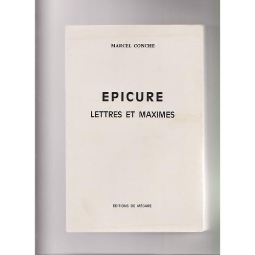 Epicure Lettres Et Maximes