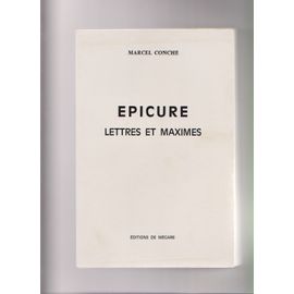 Epicure Lettres Et Maximes