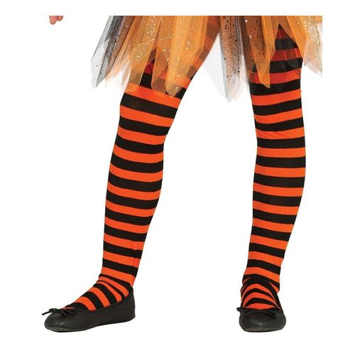 Collants Oranges Avec Rayures Noires Pour Enfants (Taille 4-9a)