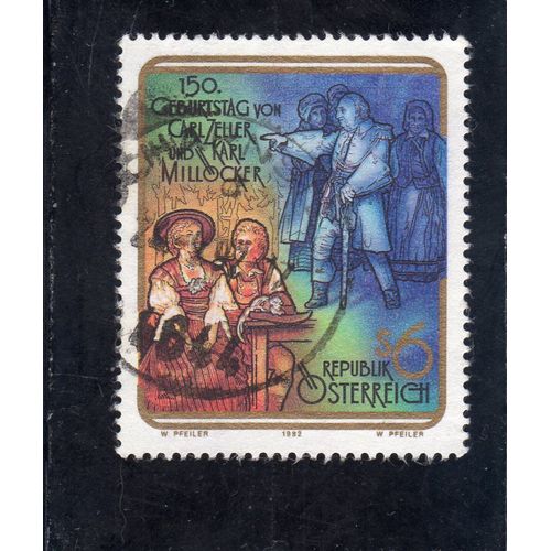 Timbre-Poste DAutriche (Sesquicentenaire De La Naissance De Carl Zeller Et Karl Millöcker, Compositeurs DOpérettes)