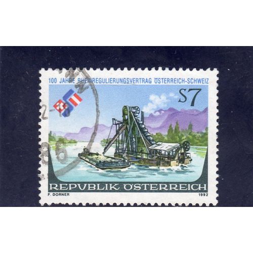 Timbre-Poste DAutriche (Centenaire De La Régularisation Internationale Du Cours Du Rhin)