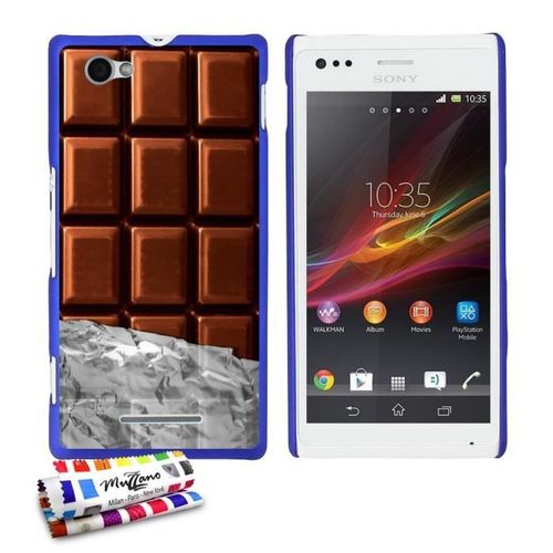 Coque Case Sony Xperia M " Chocolat " Silicone Bleu Rigide (Tpu)