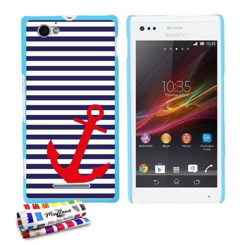 Coque Case Sony Xperia M " Ancre Marine " Silicone Bleu Rigide (Tpu)