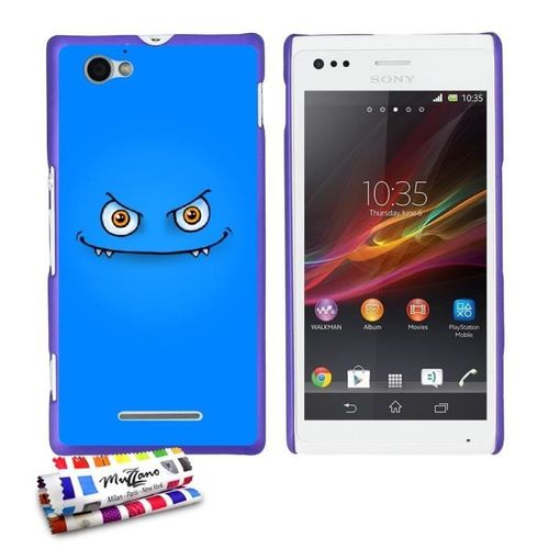 Coque Case Sony Xperia M " Monstre " Silicone Violet Rigide (Tpu)