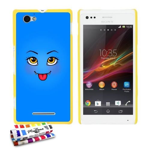 Coque Case Sony Xperia M " Monstre " Silicone Jaune Rigide (Tpu)