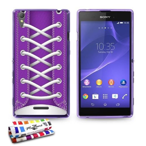 Coque Case Sony Xperia T3 " Tennis " Silicone Violet Souple (Tpu)
