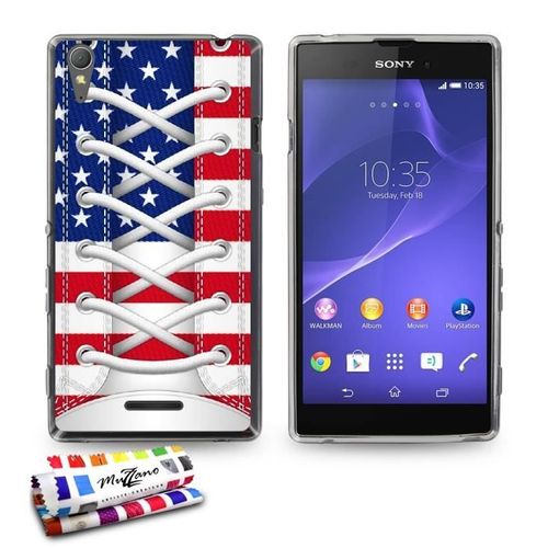 Coque Case Sony Xperia T3 " Tennis Usa " Silicone Gris Souple (Tpu)