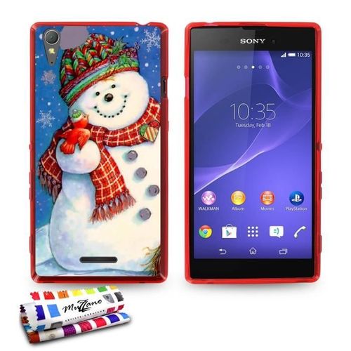 Coque Case Sony Xperia T3 " Noel " Silicone Rouge Souple (Tpu)