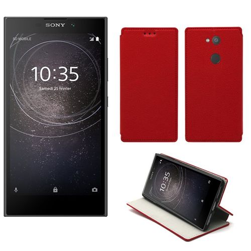 Etui Luxe Sony Xperia L2 Rouge 4g Ultra Slim Cuir Pu Avec Stand - Housse Coque De Protection Sony L2 Dual Sim Smartphone 2018 - Accessoires Pochette Cover Case
