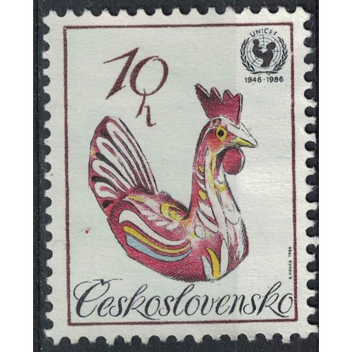 Tchécoslovaquie 1986 Used Unicef Campagne Survie Enfant Jouets Coq