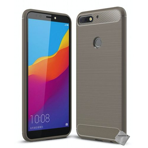 Housse Etui Coque Silicone Gel Carbone Pour Huawei Y7 (2018) + Film Ecran - Gris