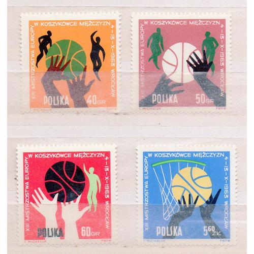 Pologne- Série De 4 Timbres Neufs- Basketball