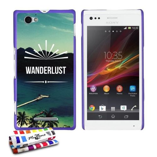 Coque Case Sony Xperia M " Wanderlust " Silicone Violet Rigide (Tpu)