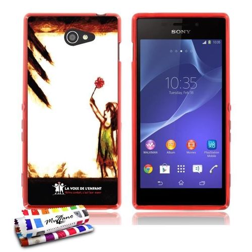 Coque Case Sony Xperia M2 " La Voix De L'enfant " Silicone Rouge Souple (Tpu)