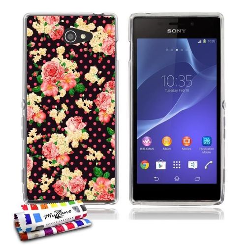 Coque Case Sony Xperia M2 " Romantique " Silicone Gris Souple (Tpu)