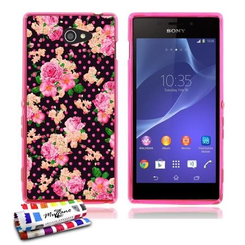 Coque Case Sony Xperia M2 " Romantique " Silicone Rose Souple (Tpu)