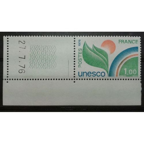 Timbre De Service 1976 France Yvert Et Tellier N°S51 Unesco Coin De Feuille Daté 27.7.76 Neuf**