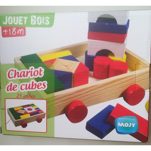 Chariot À Tirer En Bois Avec 25 Cubes