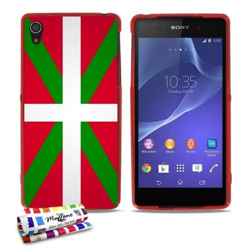 Coque Case Sony Xperia Z2 " Drapeau Basque " Silicone Rouge Souple (Tpu)