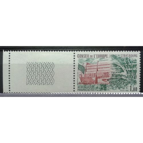 Timbre De Service 1982 France Yvert Et Tellier N°S73 Conseil De L'europe Strasbourg Bord De Feuille Neuf**